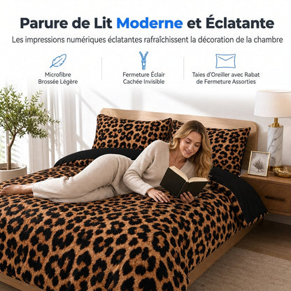 Parure de lit en polyester avec housse de couette et taies d'oreiller, impression numérique de motifs géométriques, de dessins animés et d'anime