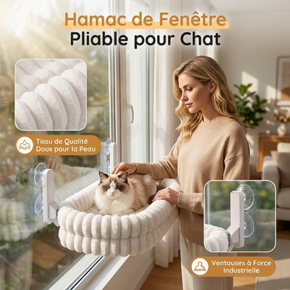 Hamac de fenêtre pliable pour chat avec ventouses