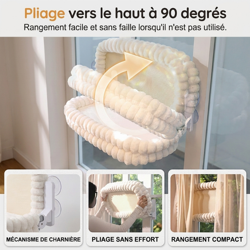 Hamac de fenêtre pliable pour chat avec ventouses