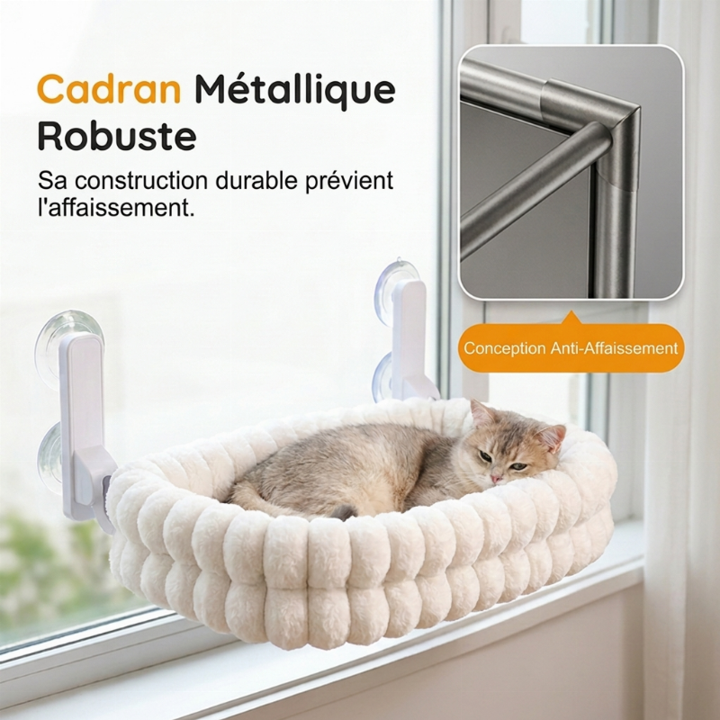 Hamac de fenêtre pliable pour chat avec ventouses