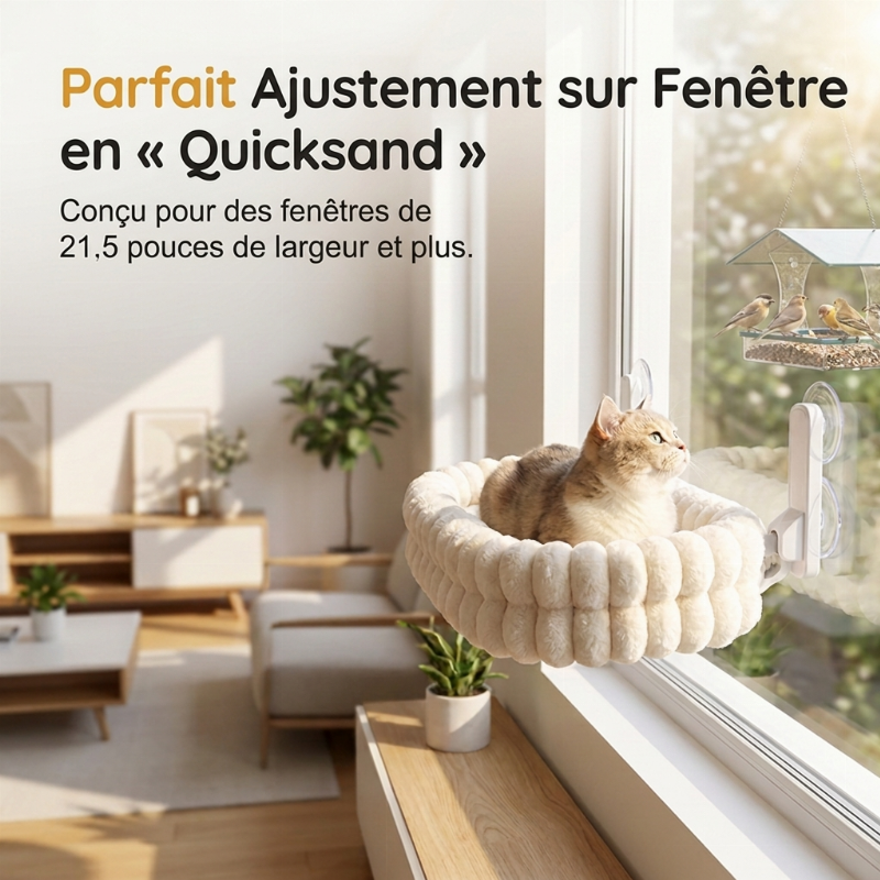 Hamac de fenêtre pliable pour chat avec ventouses