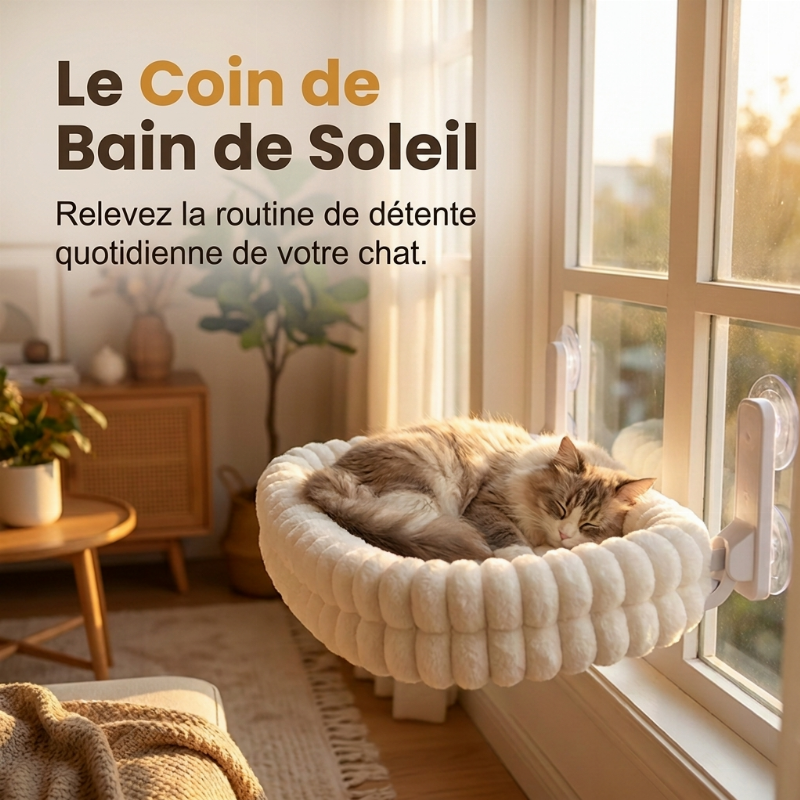 Hamac de fenêtre pliable pour chat avec ventouses