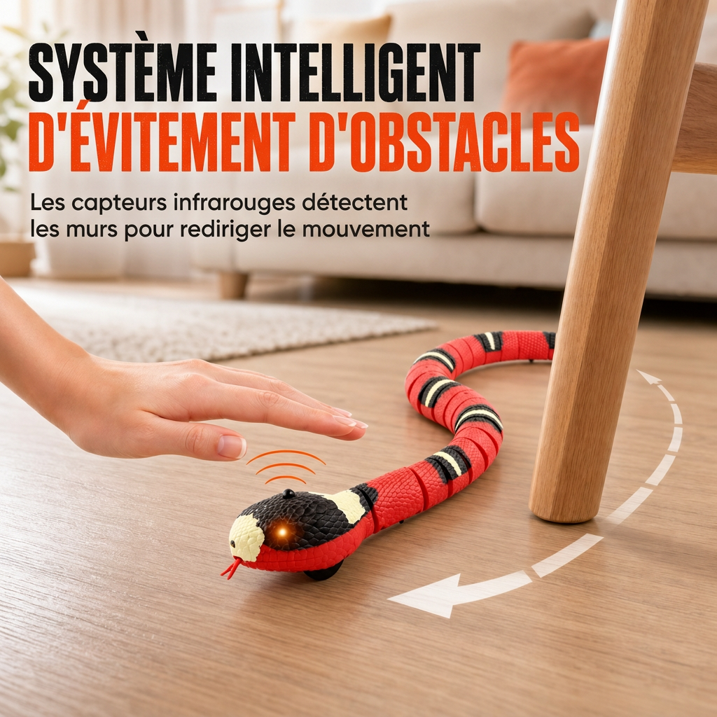 Jouet serpent électrique à détection intelligente avec évitement d'obstacles, jouet farceur interactif en forme de bungare fascié pour enfants