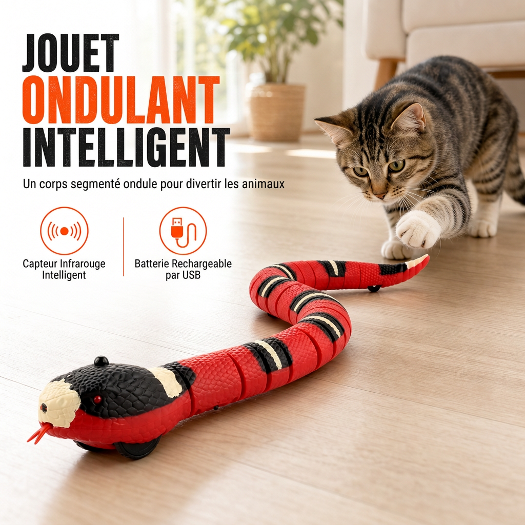 Jouet serpent électrique à détection intelligente avec évitement d'obstacles, jouet farceur interactif en forme de bungare fascié pour enfants