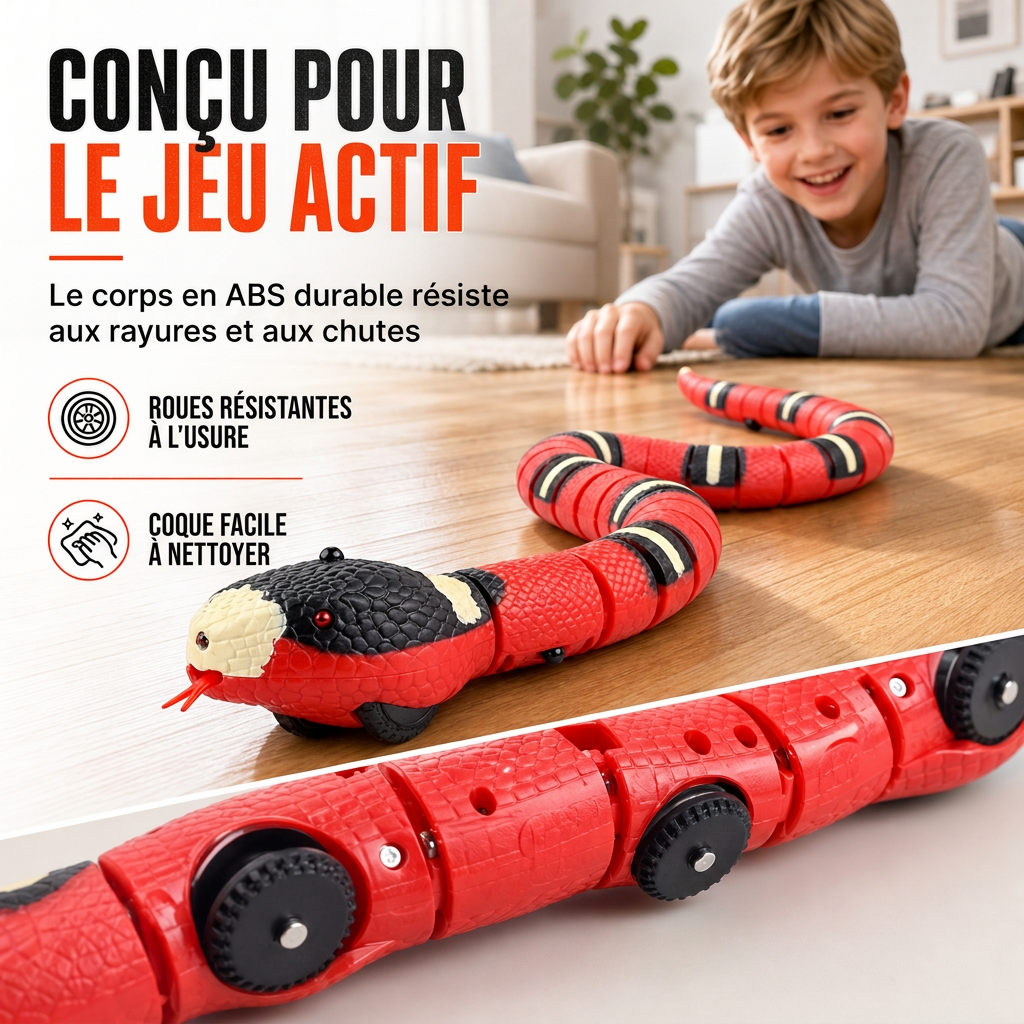 Jouet serpent électrique à détection intelligente avec évitement d'obstacles, jouet farceur interactif en forme de bungare fascié pour enfants
