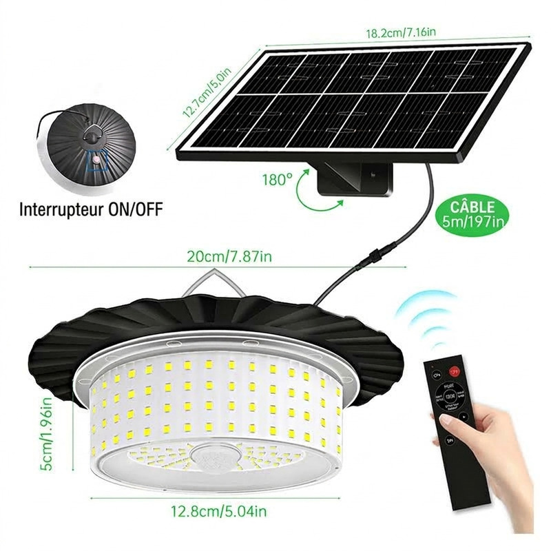Ensemble de lampes solaires suspendues réglables et étanches