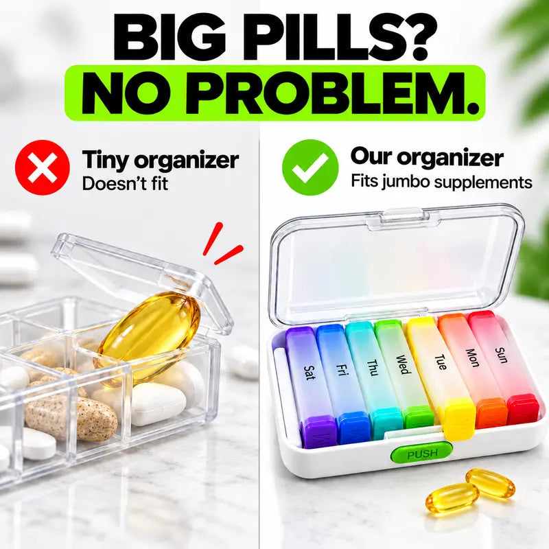 💊 -50 % ! 📅 Pilulier 7 jours – Boîte à médicaments hebdomadaire détachable et pratique en voyage, avec compartiments séparés pour comprimés, vitamines et compléments ✨