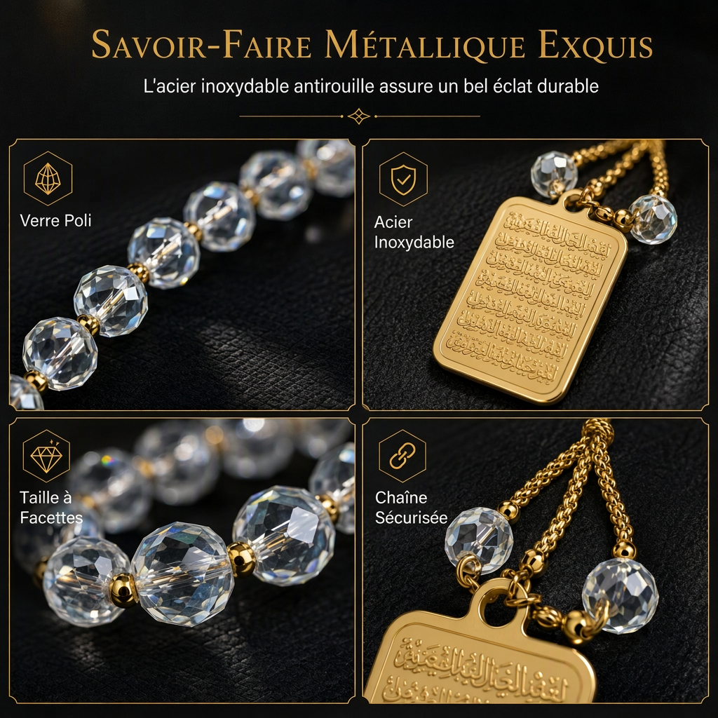 ⏳Offre à durée limitée : -50 % ⏰ Ornement de suspension pour voiture avec médaillon arabe en acier inoxydable 🏷️– Pendentif pour rétroviseur auto avec chaîne en verre bleu 🚗