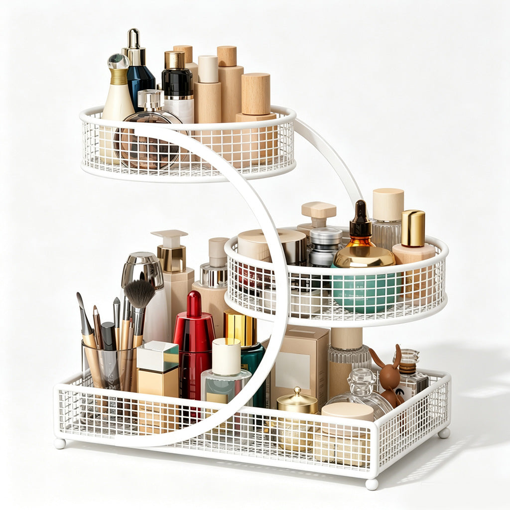 Étagère de rangement cosmétique pour coiffeuse et plan de travail de salle de bain, support de rangement de bureau pour soins de la peau et maquillage