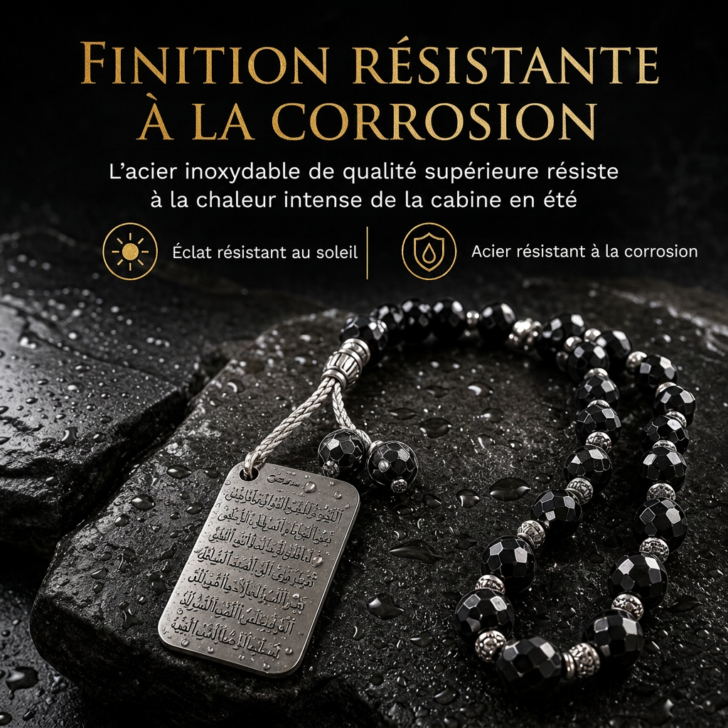 ⏳Offre à durée limitée : -50 % ⏰ Ornement de suspension pour voiture avec médaillon arabe en acier inoxydable 🏷️– Pendentif pour rétroviseur auto avec chaîne en verre bleu 🚗
