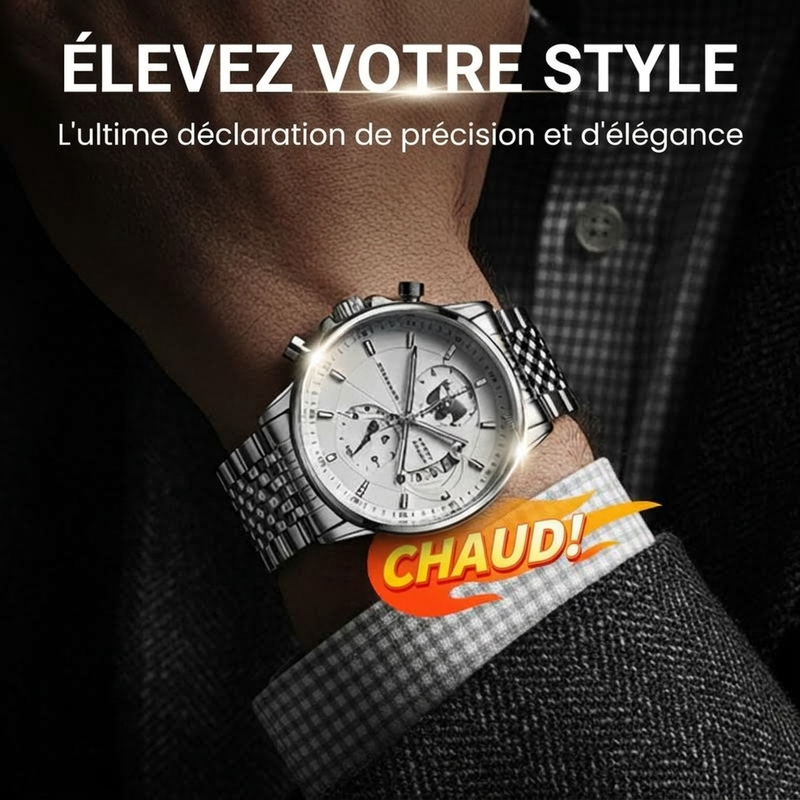 Montre à quartz pour homme, étanche et lumineuse