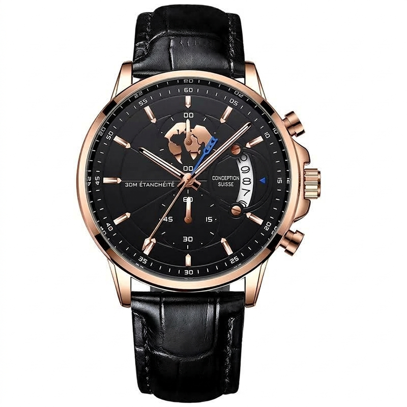 Montre à quartz pour homme, étanche et lumineuse