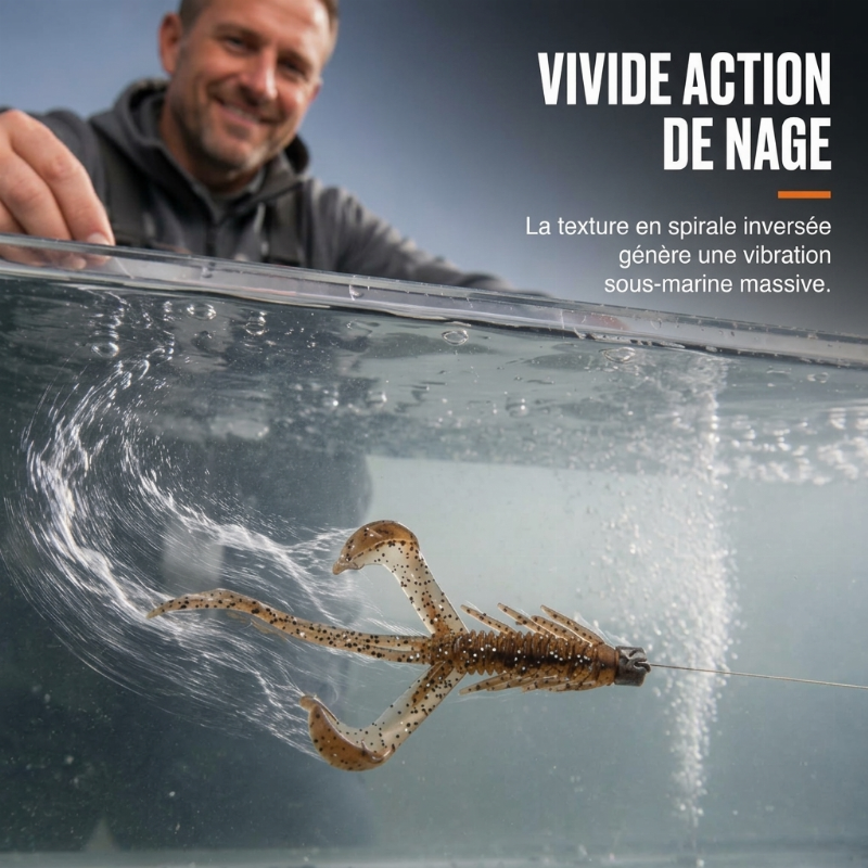 Leurres souples réalistes en forme de crevette flottante
