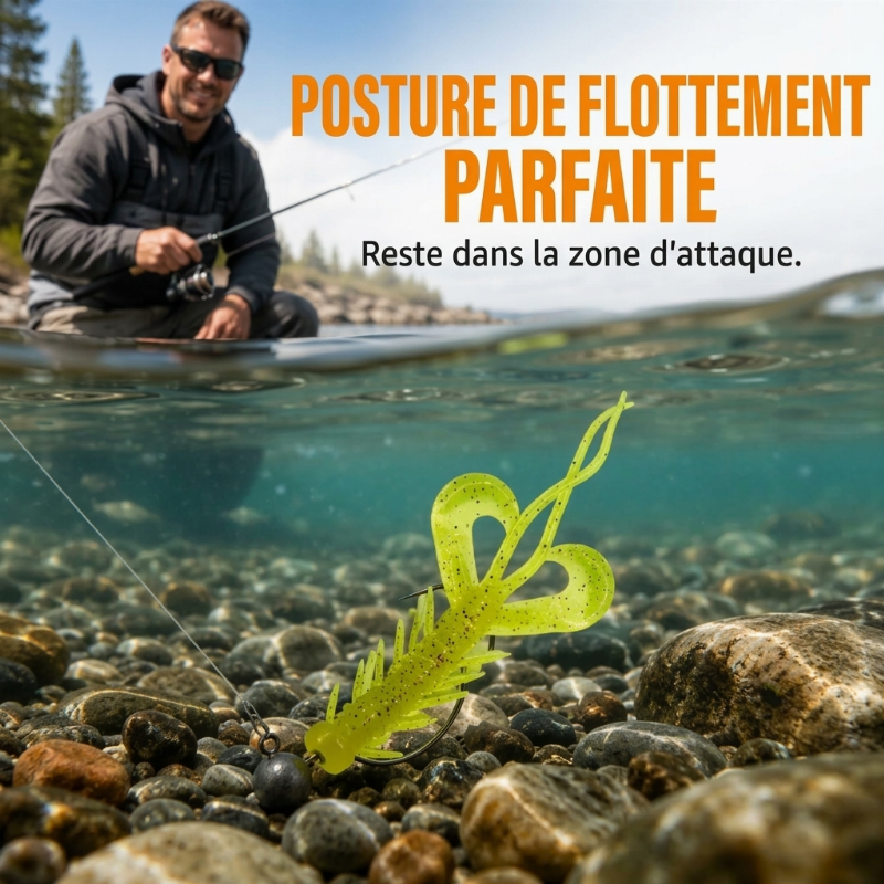 Leurres souples réalistes en forme de crevette flottante