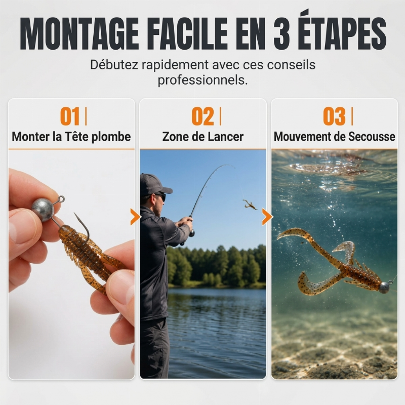 Leurres souples réalistes en forme de crevette flottante