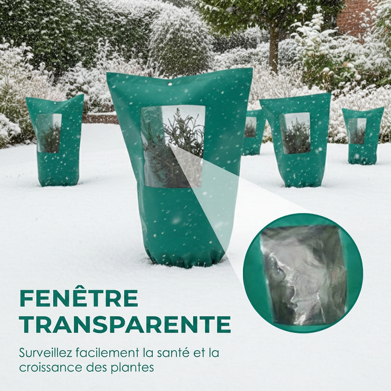 Housse de protection hivernale pour plantes anti-gel avec fermeture éclair et cordon de serrage
