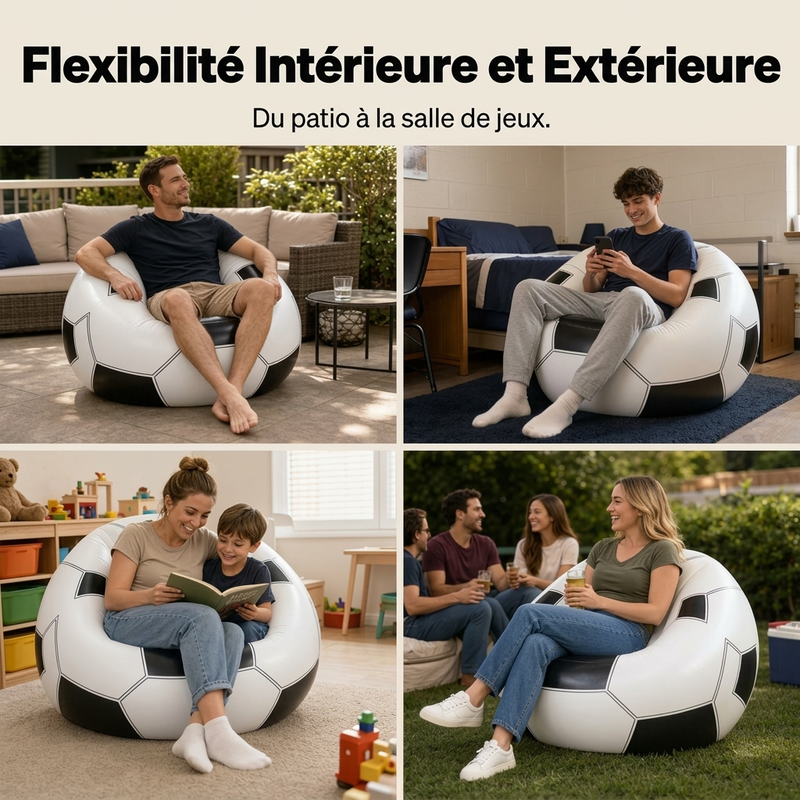 ⏳🔥 OFFRE LIMITÉE : -50 % ! ⏰⚽ Canapé gonflable en PVC en forme de ballon de football 🛋️ – Design ludique sur le thème du football, transat durable et portable idéal pour la salle de jeux, les fêtes, la chambre à coucher et les soirs de match ✨