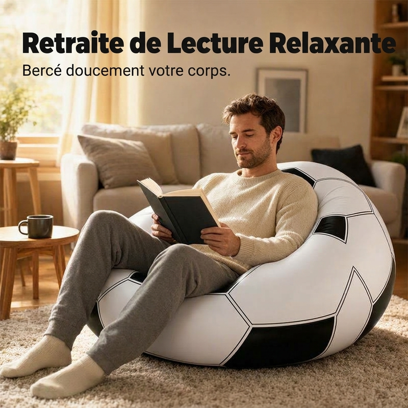 ⏳🔥 OFFRE LIMITÉE : -50 % ! ⏰⚽ Canapé gonflable en PVC en forme de ballon de football 🛋️ – Design ludique sur le thème du football, transat durable et portable idéal pour la salle de jeux, les fêtes, la chambre à coucher et les soirs de match ✨