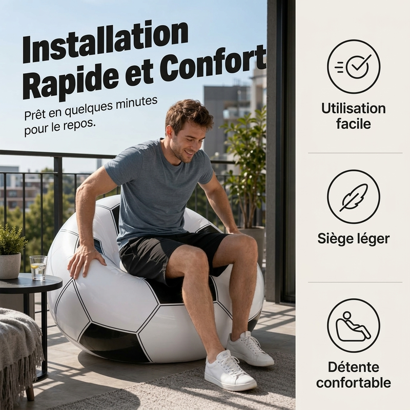⏳🔥 OFFRE LIMITÉE : -50 % ! ⏰⚽ Canapé gonflable en PVC en forme de ballon de football 🛋️ – Design ludique sur le thème du football, transat durable et portable idéal pour la salle de jeux, les fêtes, la chambre à coucher et les soirs de match ✨