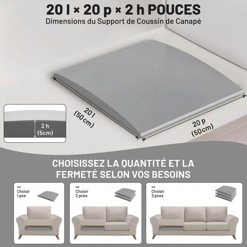 Support pour coussin de canapé pour siège affaissé