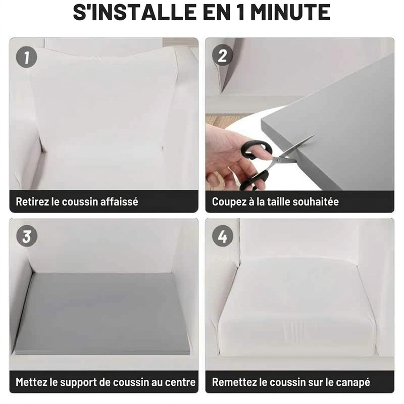 Support pour coussin de canapé pour siège affaissé