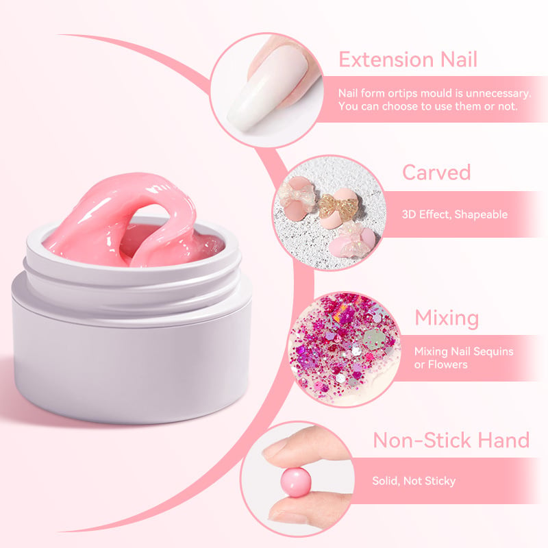 💅 Gel Solide pour Extension d'Ongles — Texture Non Collante, Longue Tenue 3+ Semaines & Sculpture Facile ✨