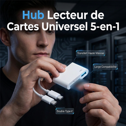 Lecteur de cartes mémoire multi-port 5-en-1
