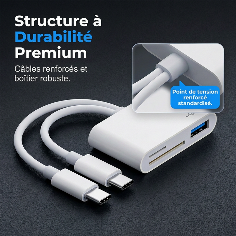 Lecteur de cartes mémoire multi-port 5-en-1