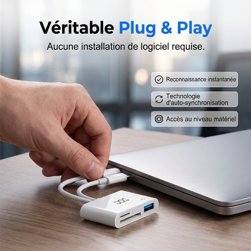 Lecteur de cartes mémoire multi-port 5-en-1