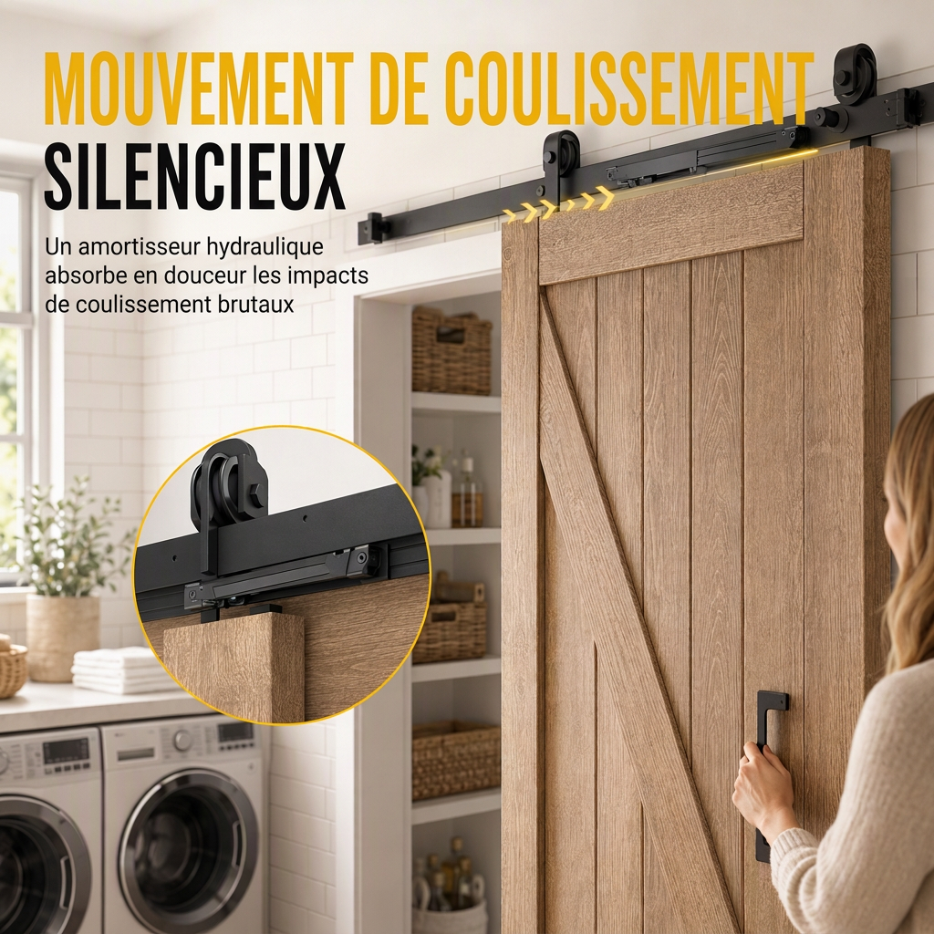 📢📢50% DE RÉDUCTION !! ⏰Mécanisme de fermeture en douceur pour porte coulissanne – Sans perçage, Fermeture silencieuse, Durable ✨