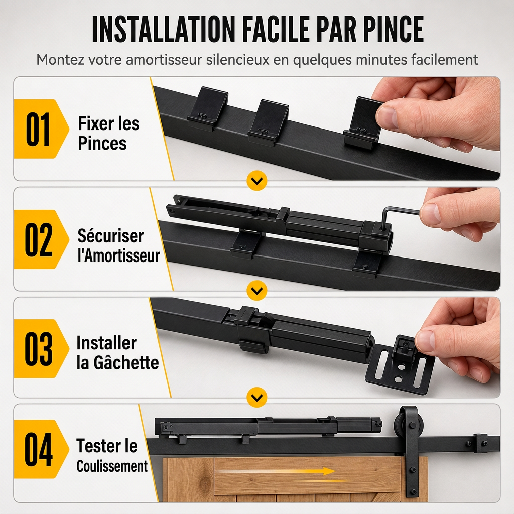 📢📢50% DE RÉDUCTION !! ⏰Mécanisme de fermeture en douceur pour porte coulissanne – Sans perçage, Fermeture silencieuse, Durable ✨
