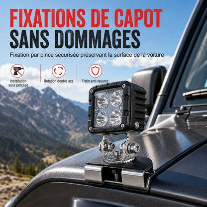 📢📢 -50 % !! ⏰ 1 paire de fixations pour barre LED de capot de moteur de voiture, supports de serrage pour modification de projecteurs de travail
