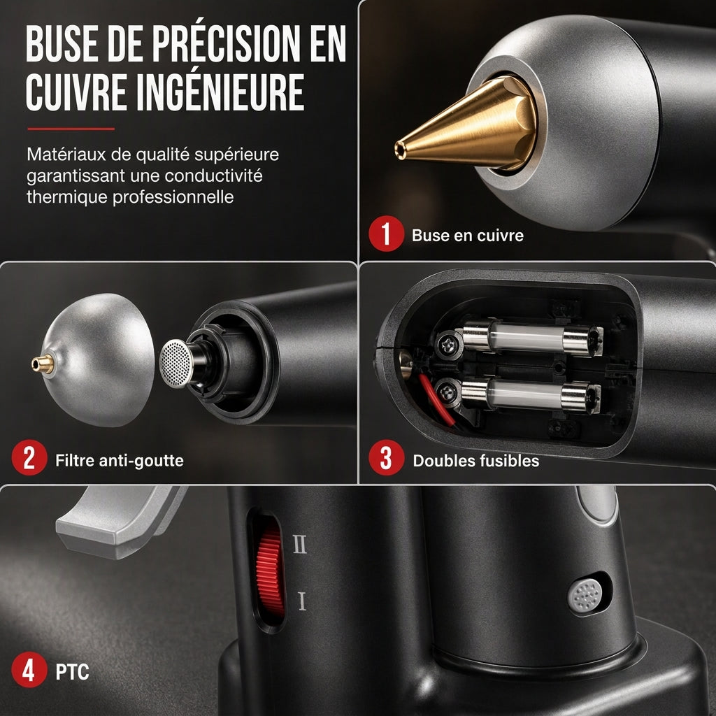 📢📢 -50% !! ⏰ Pistolet à colle chaude sans fil, avec batterie rechargeable 2000mAh et buse en cuivre, incluant 10 bâtons de colle pour travaux manuels DIY et usage domestique