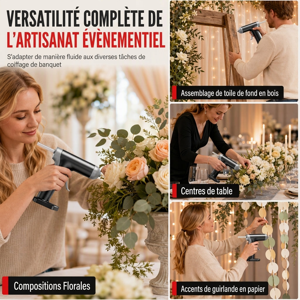 📢📢 -50% !! ⏰ Pistolet à colle chaude sans fil, avec batterie rechargeable 2000mAh et buse en cuivre, incluant 10 bâtons de colle pour travaux manuels DIY et usage domestique