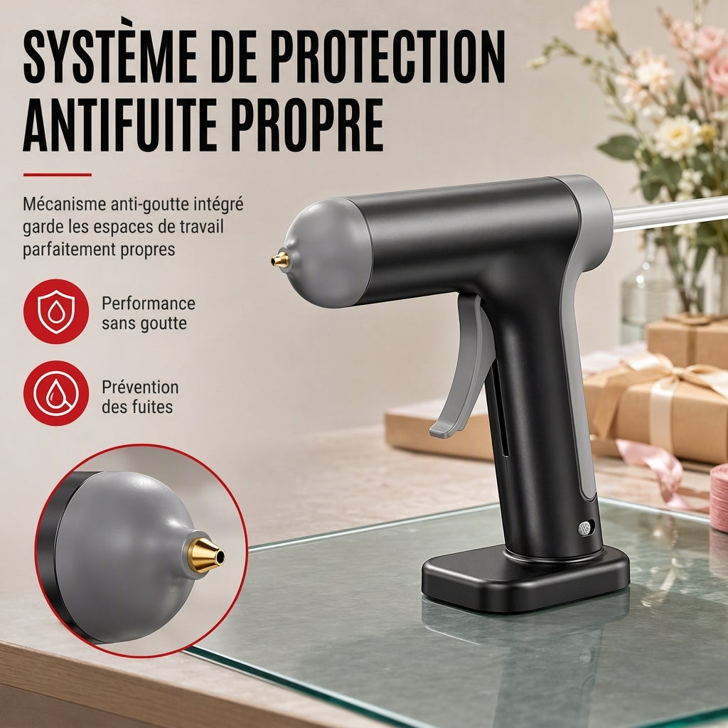 📢📢 -50% !! ⏰ Pistolet à colle chaude sans fil, avec batterie rechargeable 2000mAh et buse en cuivre, incluant 10 bâtons de colle pour travaux manuels DIY et usage domestique