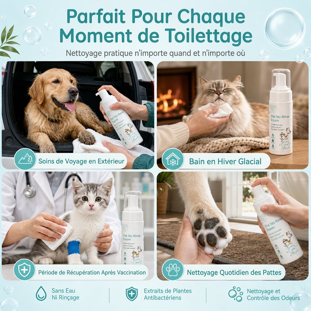 Mousse nettoyante sans rinçage pour chats et chiens