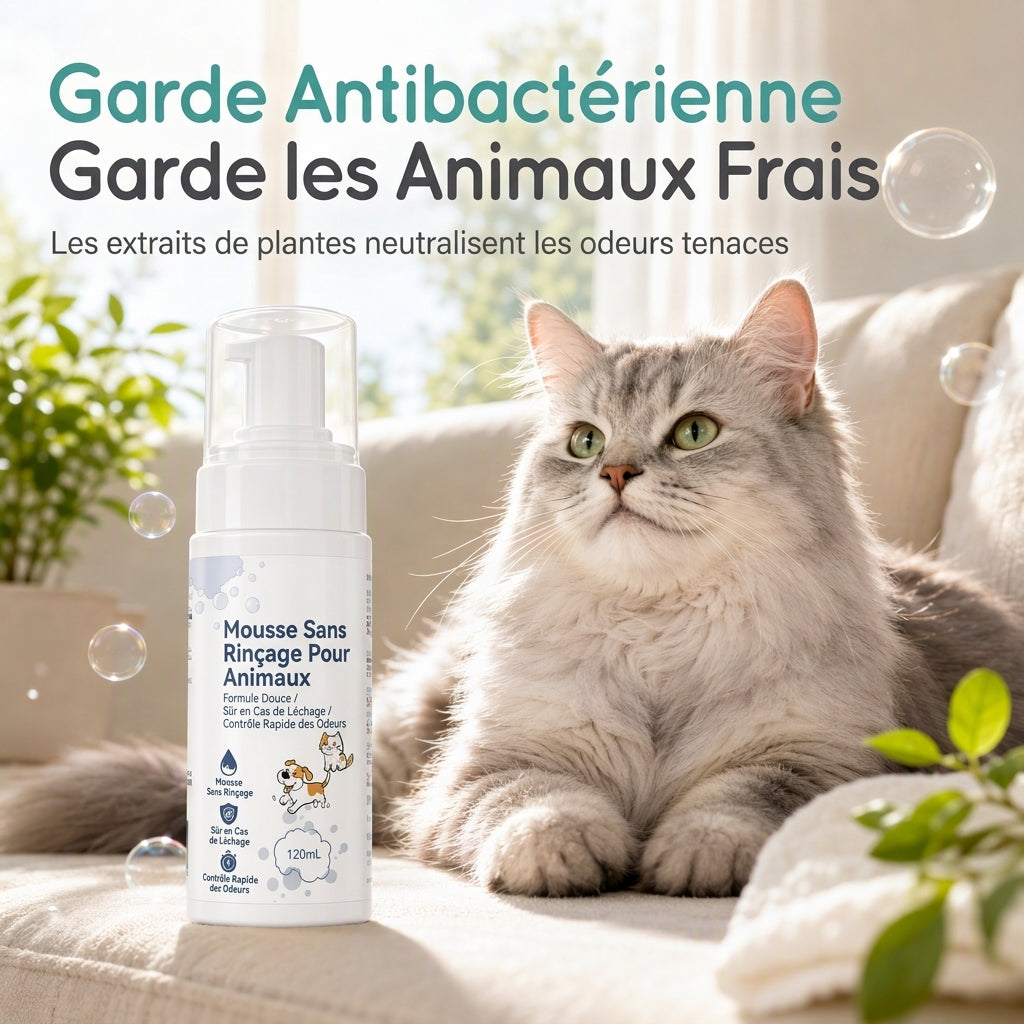Mousse nettoyante sans rinçage pour chats et chiens