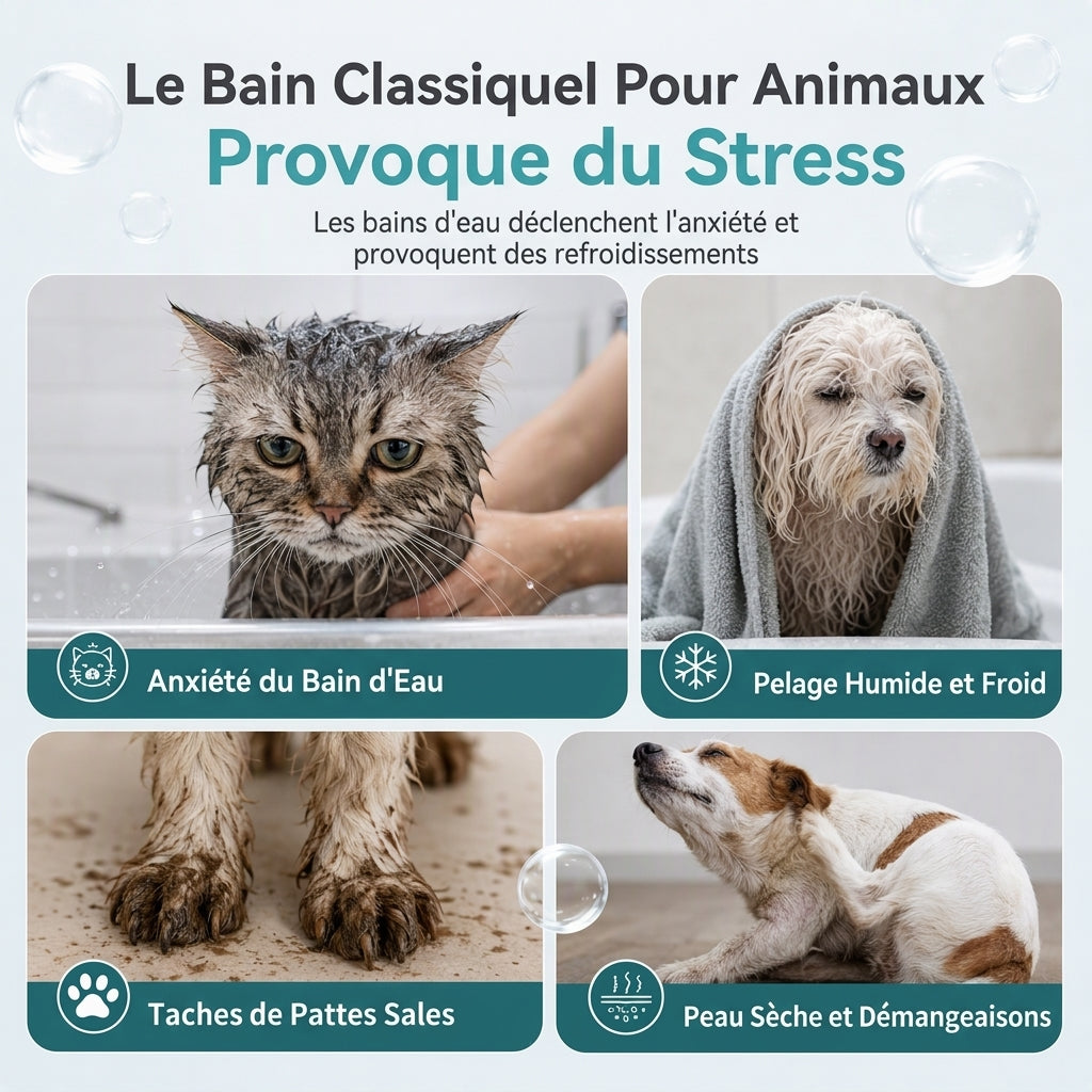 Mousse nettoyante sans rinçage pour chats et chiens