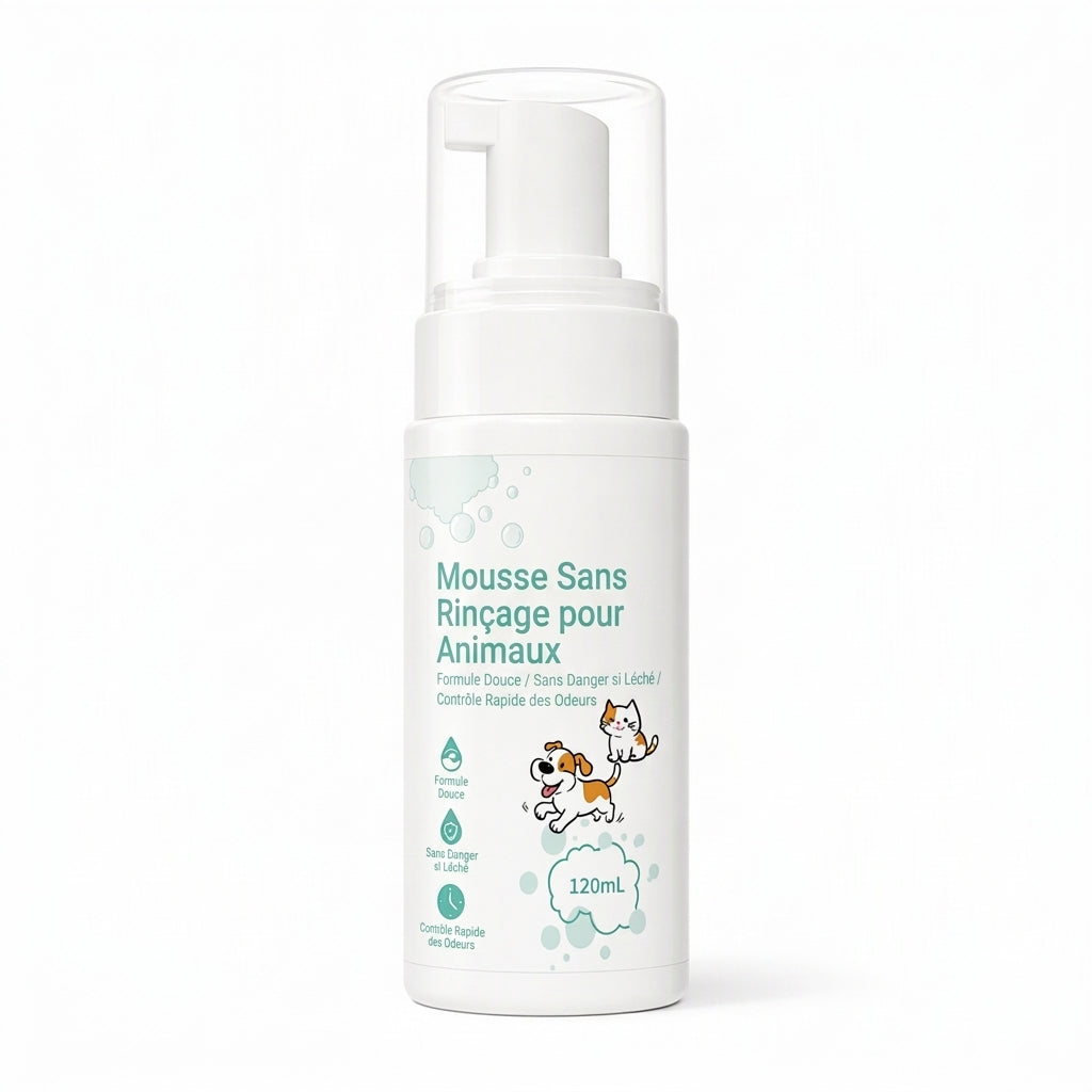 Mousse nettoyante sans rinçage pour chats et chiens