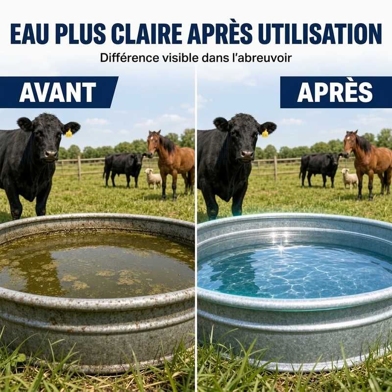 Comprimés de nettoyage pour réservoirs d'eau d'élevage à dissolution rapide