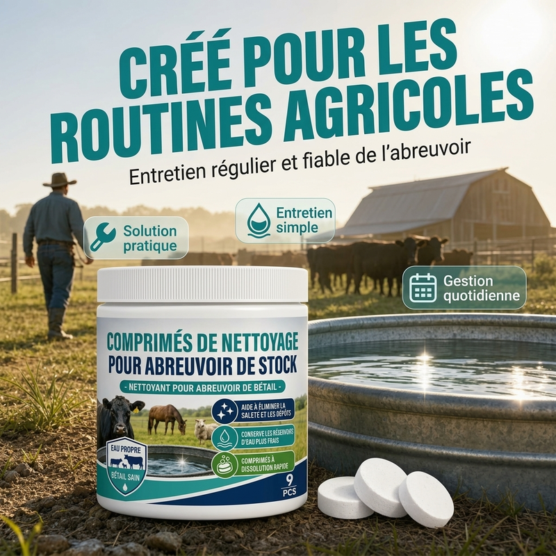 Comprimés de nettoyage pour réservoirs d'eau d'élevage à dissolution rapide