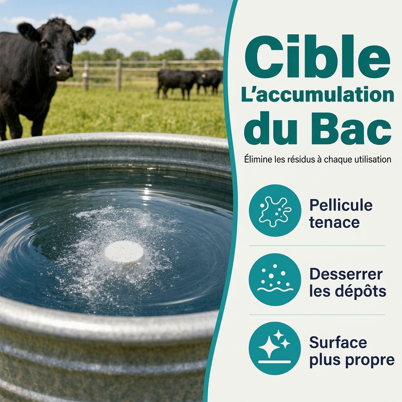 Comprimés de nettoyage pour réservoirs d'eau d'élevage à dissolution rapide