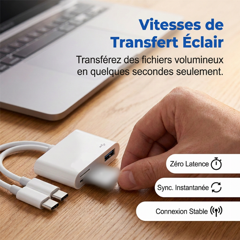 Lecteur de cartes mémoire multi-port 5-en-1