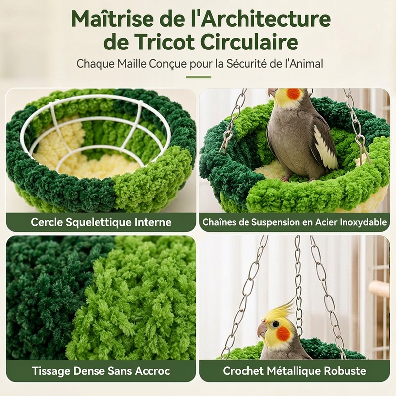 ⏰ Hamac d'hiver en coton forme nid d'oiseau – Offrez à votre perroquet, calopsitte ou perruche ondulée un espace douillet pour dormir et se balancer ✨