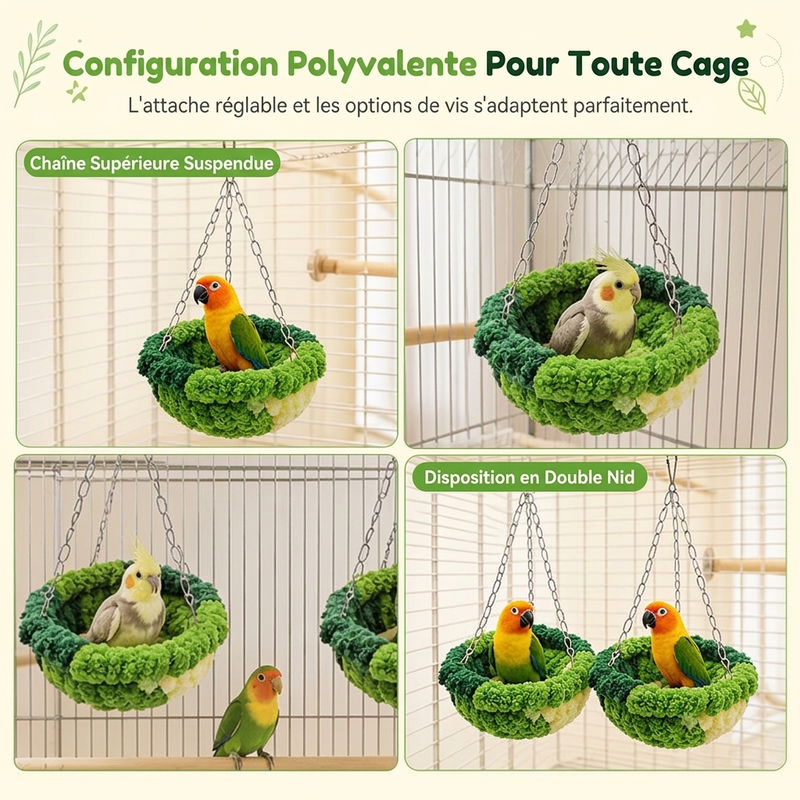 ⏰ Hamac d'hiver en coton forme nid d'oiseau – Offrez à votre perroquet, calopsitte ou perruche ondulée un espace douillet pour dormir et se balancer ✨