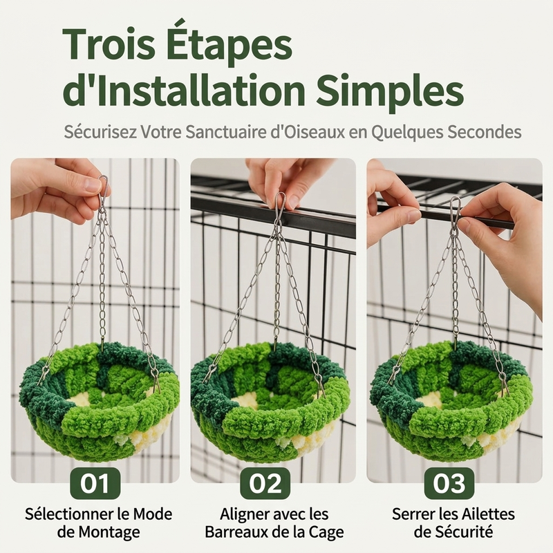 ⏰ Hamac d'hiver en coton forme nid d'oiseau – Offrez à votre perroquet, calopsitte ou perruche ondulée un espace douillet pour dormir et se balancer ✨
