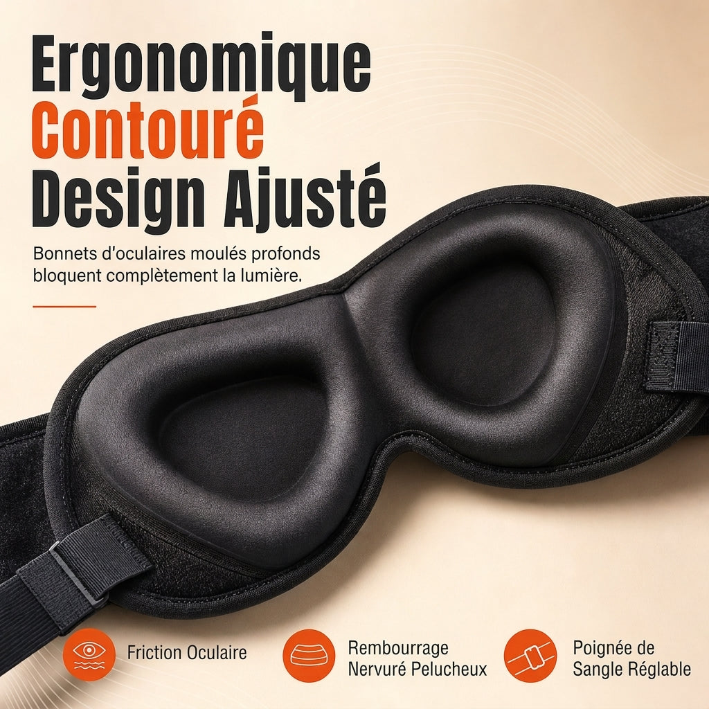 Ensemble composé d'un oreiller de voyage en mousse à mémoire de forme intégrée et d'un masque de sommeil occultant 3D pour le soutien du cou lors des déplacements