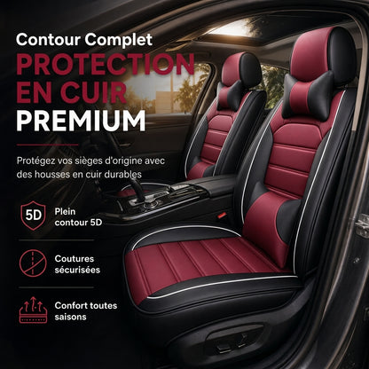 🚗 -50% DE RÉDUCTION MAINTENANT ! 🪑 Housses de siège auto en cuir intégrales – Protection toutes saisons, enveloppement 5D & coutures de sécurité séparées – Taille universelle 🛡️