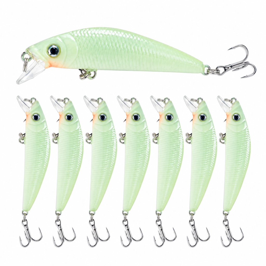 🎣 Leurre dur lumineux Minnow – Leurre de pêche nocturne 7cm 🌙✨