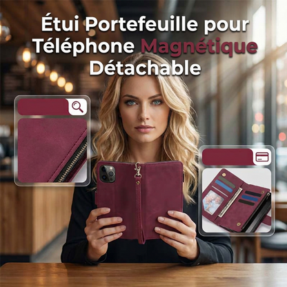 📱 -50% POUR UNE DURÉE LIMITÉE ! 🧟 Étui Portefeuille Magnétique en Cuir PU 2-en-1 – Détachable, Multi-Rangements, Support Intégré ✨